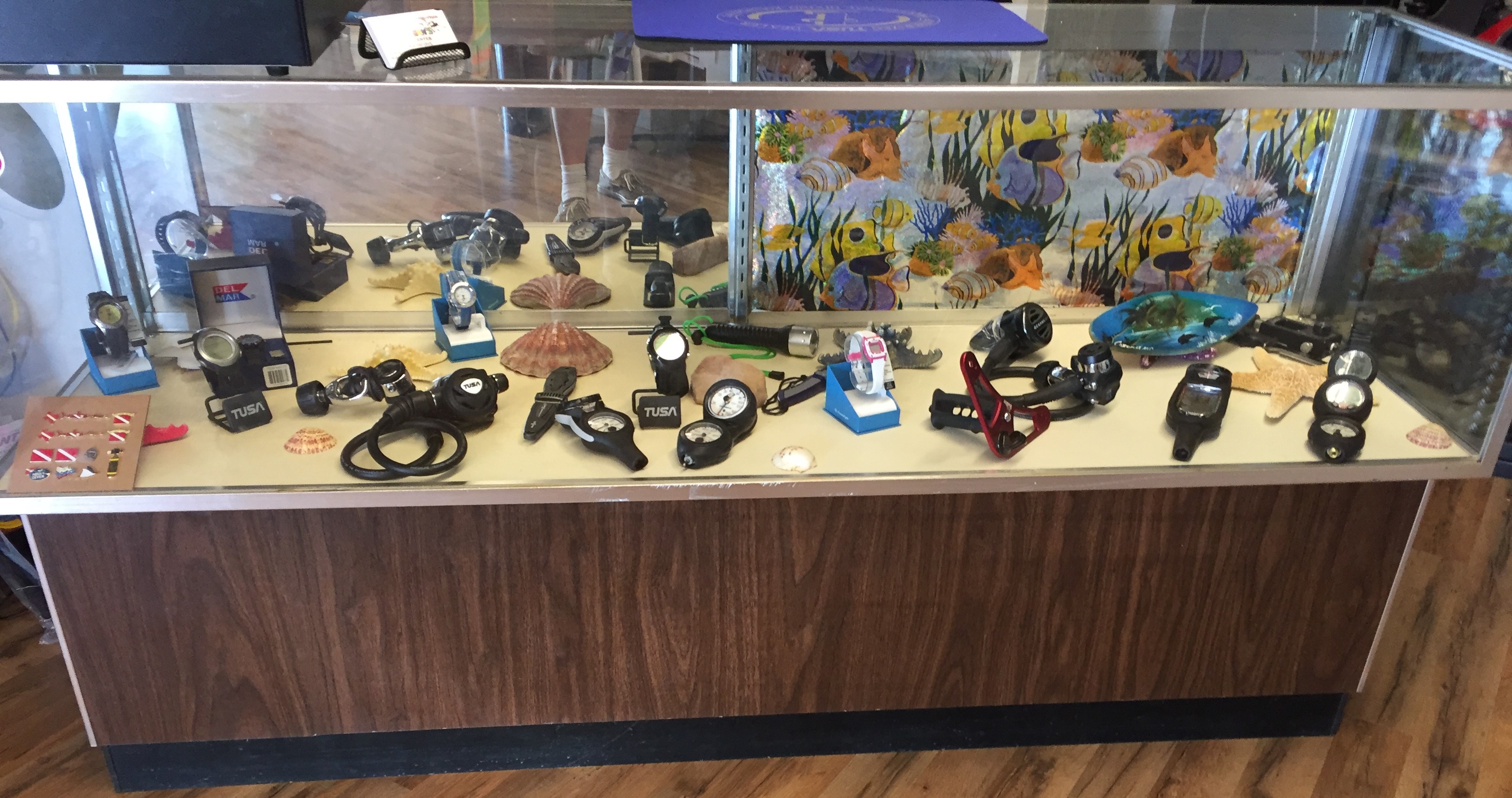counter in dive shop